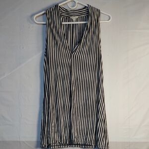 Max Studio Monochrome Striped Deep V Neck, Flowing Top